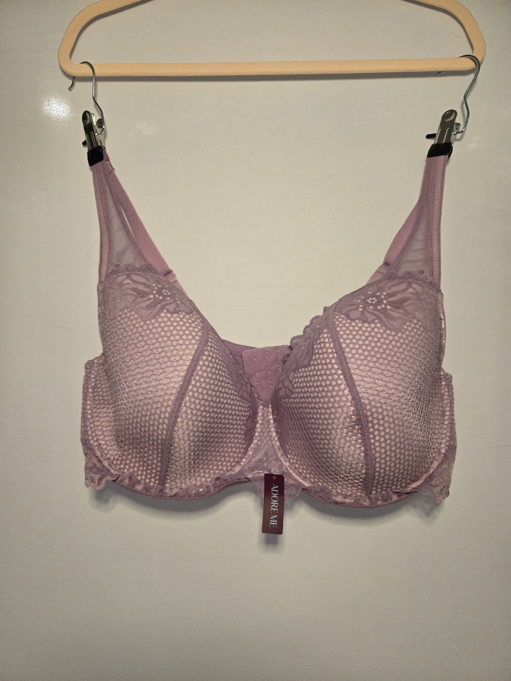 Adore Me Lace & Mesh Underwire Bra - Mauve Pink